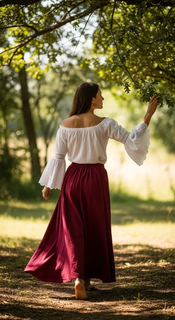 Off-shoulder Renaissance lace chemise