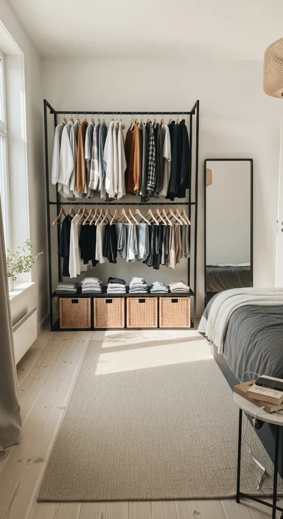 Open Closet System with Clothing Racks