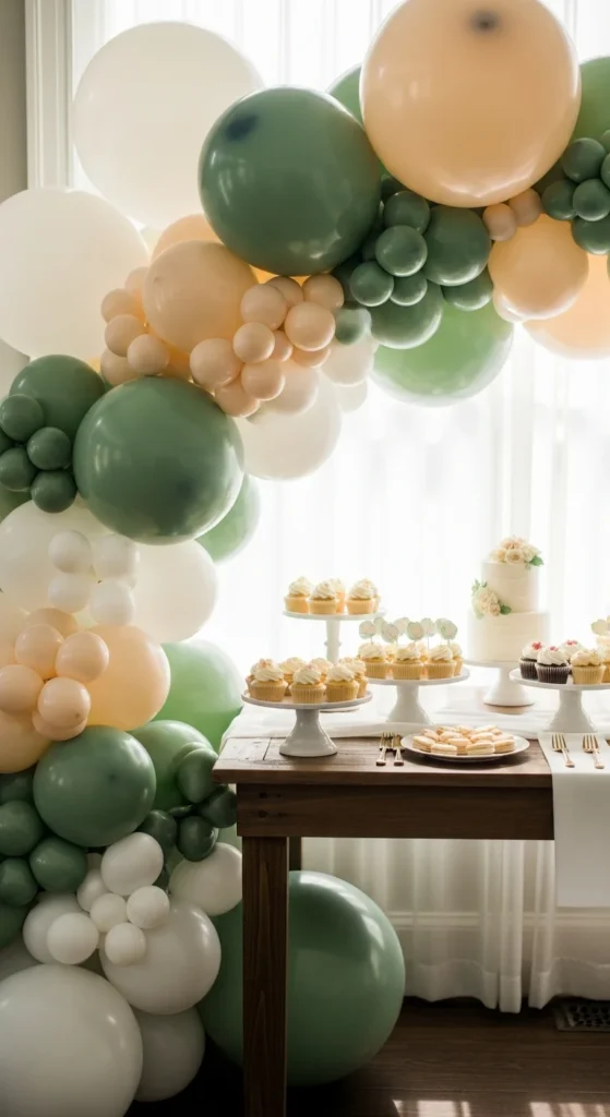 Organic balloon garland bridal shower