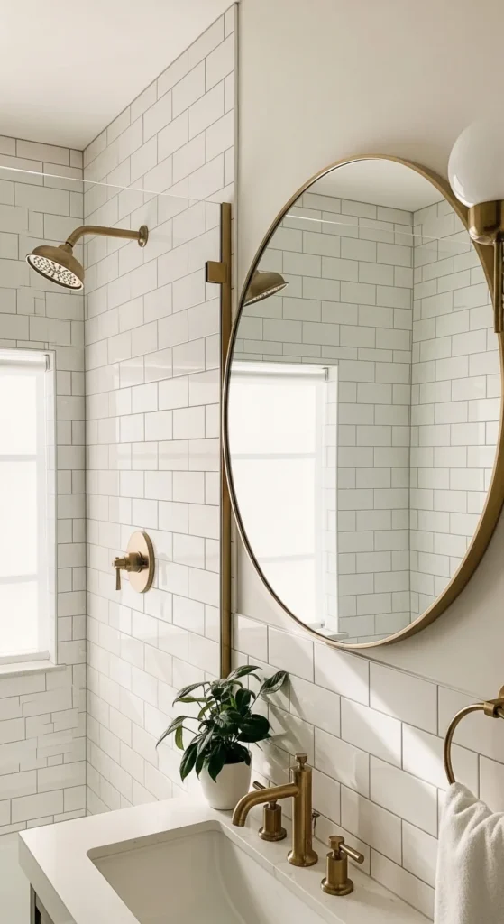 Oversized mirror small bathroom shower