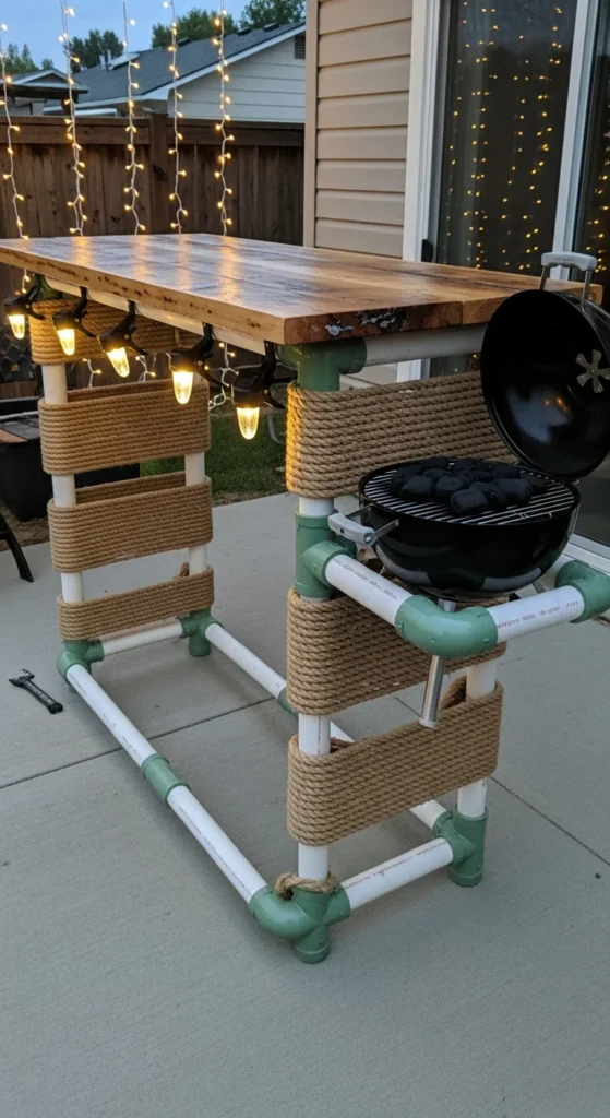 PVC pipe outdoor kitchen bar