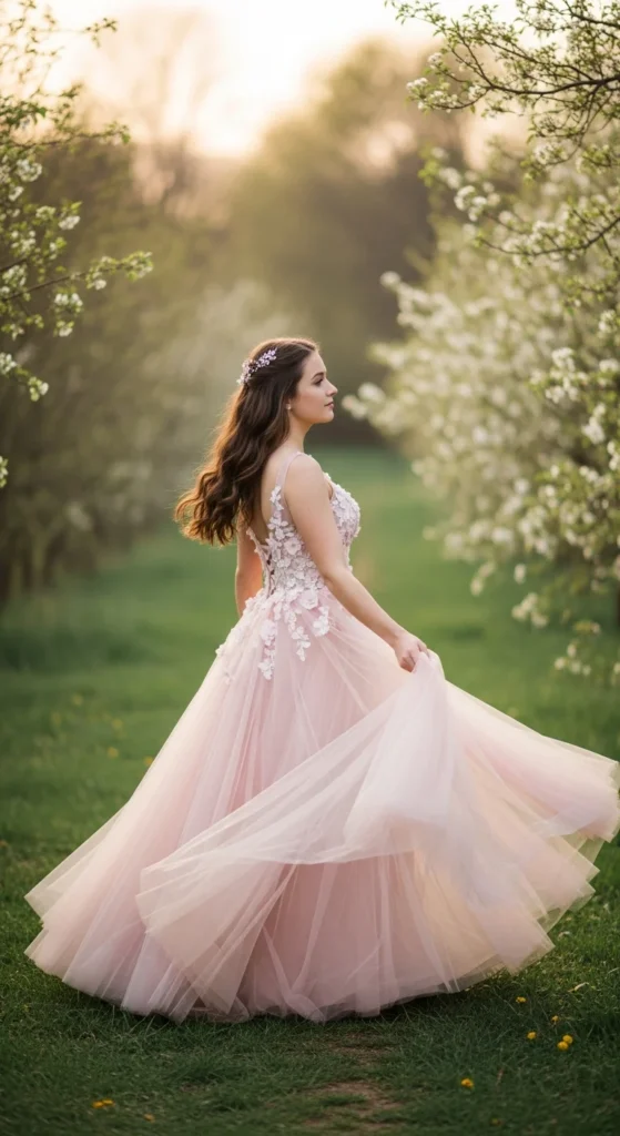 Pastel pink tulle ballgown