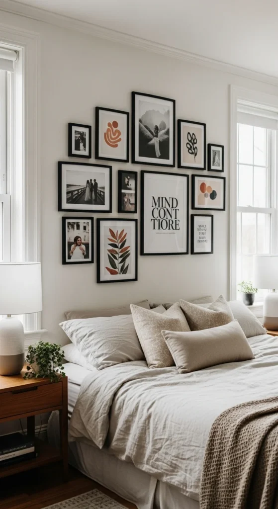 Personal gallery wall bedroom