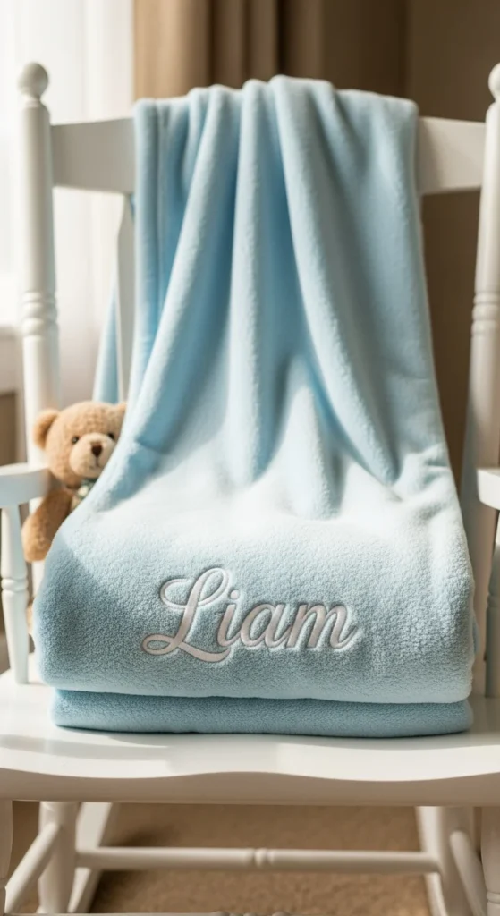Personalized baby shower gift blanket