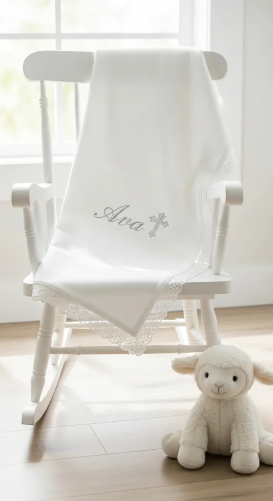 Personalized baptism blanket gift