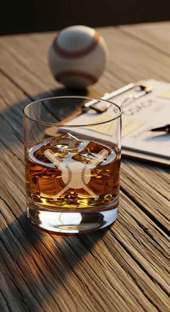 Personalized baseball coach whiskey glass