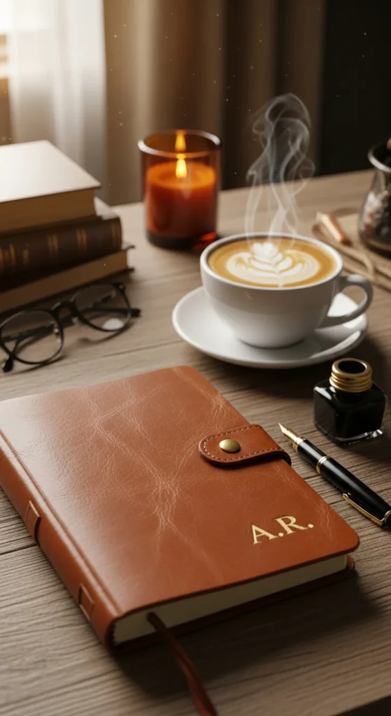 Personalized leather journal Valentine gift