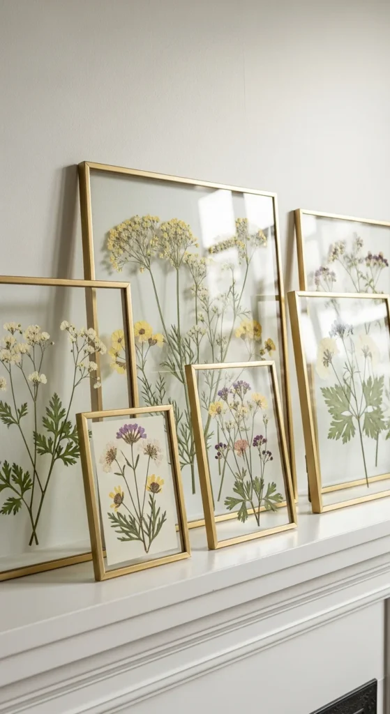 Pressed flower glass frames