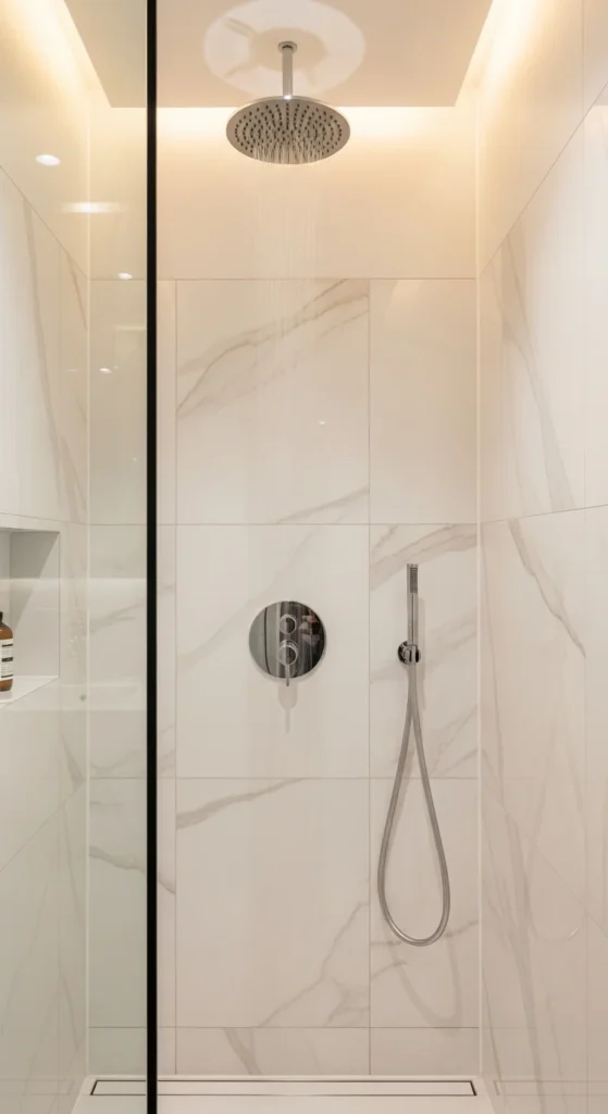 Rainfall shower small bathroom