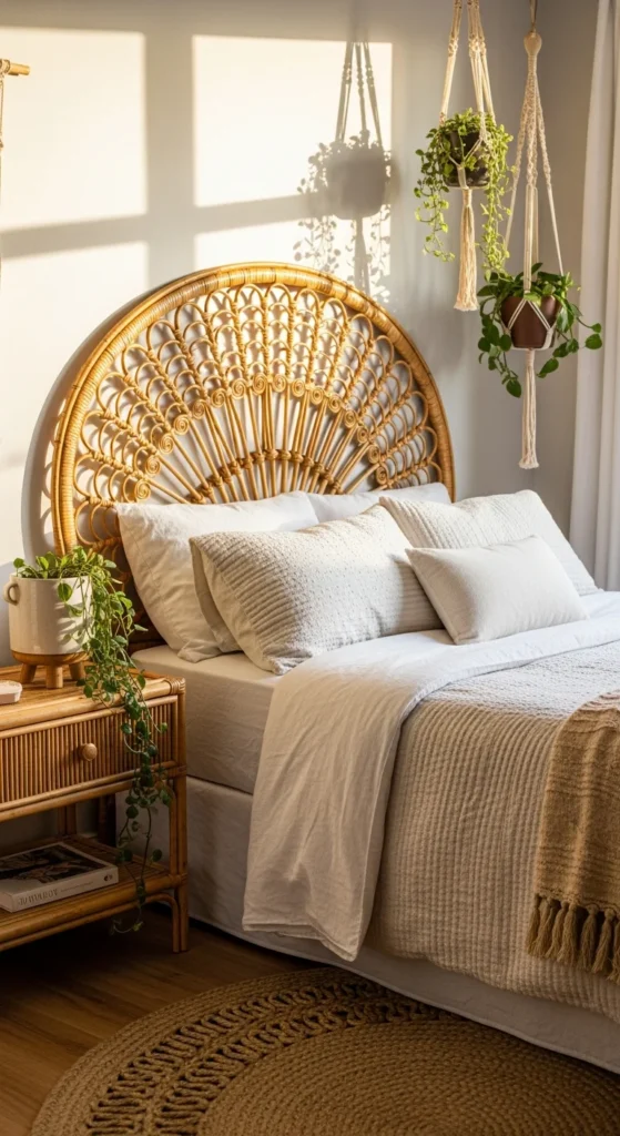 Rattan bedroom furniture boho
