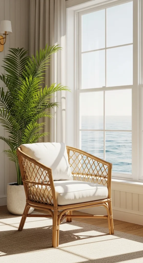 Rattan coastal accent chair