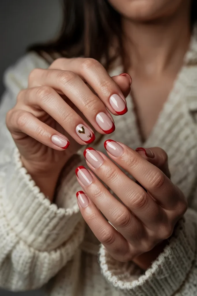 Red Valentine French tips