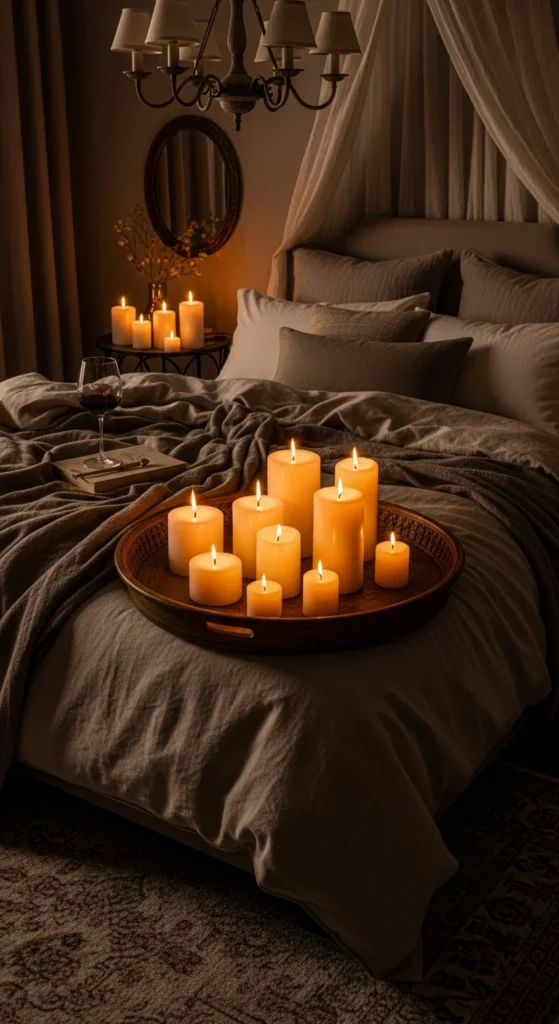 Romantic bedroom candles atmosphere
