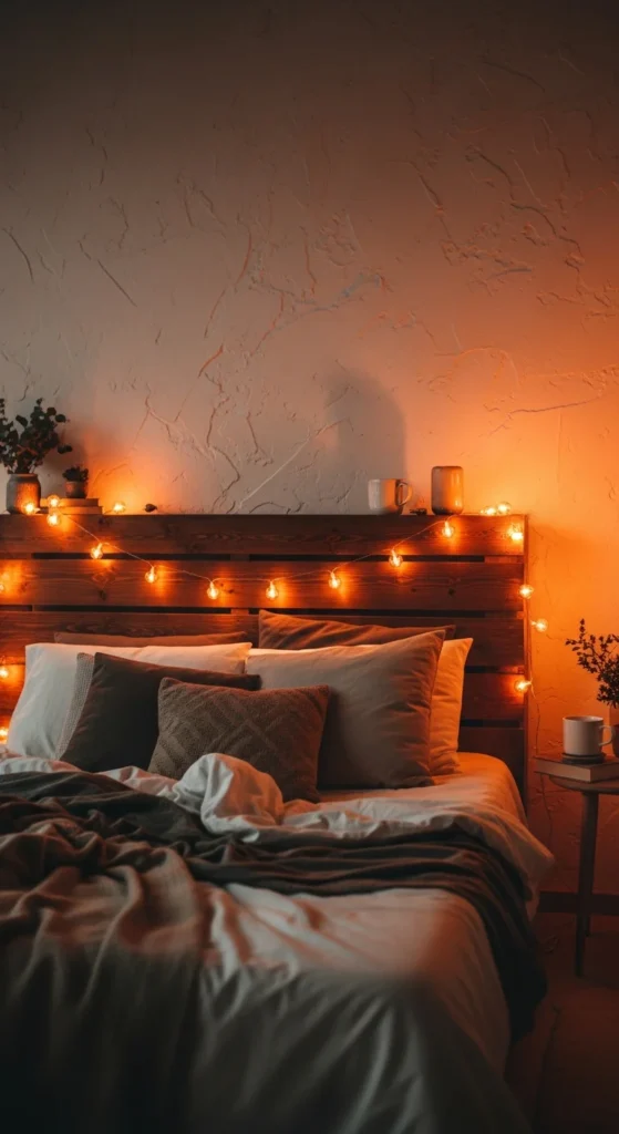 Romantic bedroom string lights