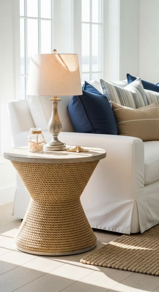 Rope accent coastal table