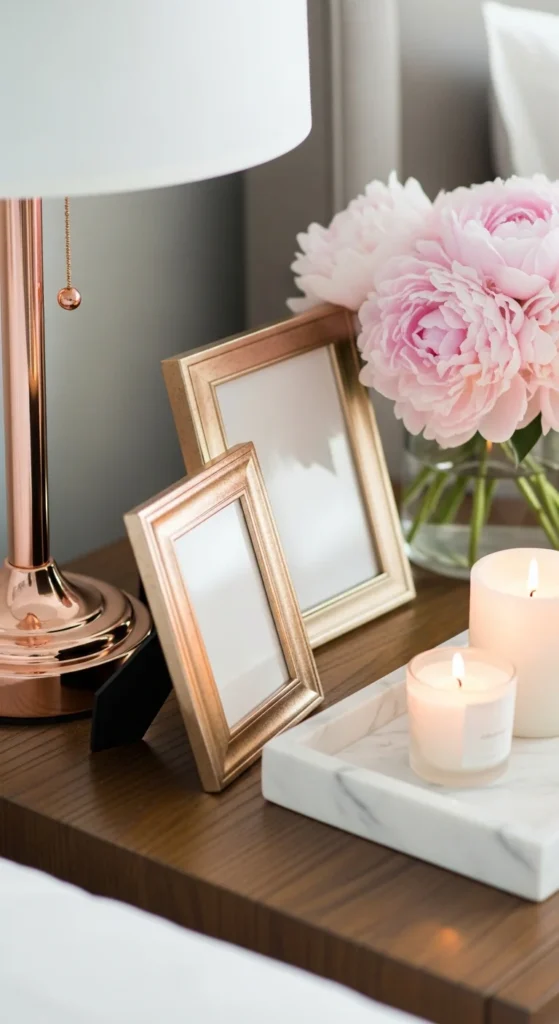 Rose gold bedroom accessories