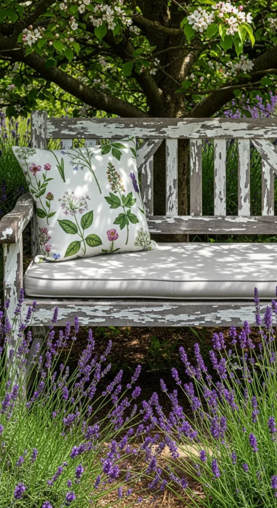 Rustic garden bench decor