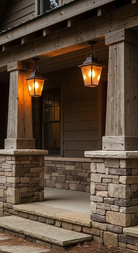 Rustic porch lantern decor