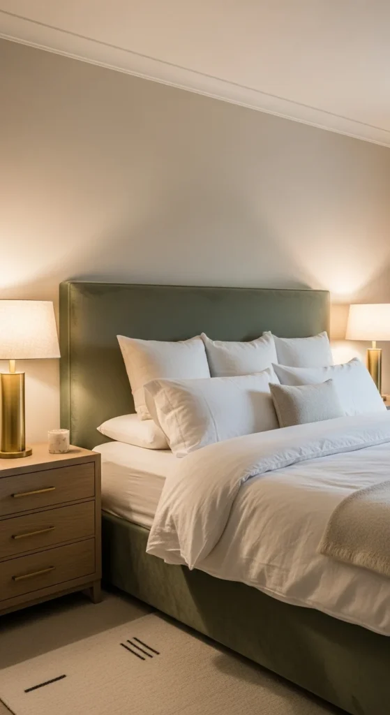 Sage green headboard