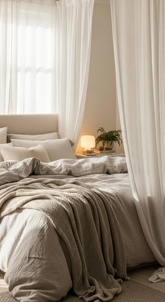 Sheer curtain room divider