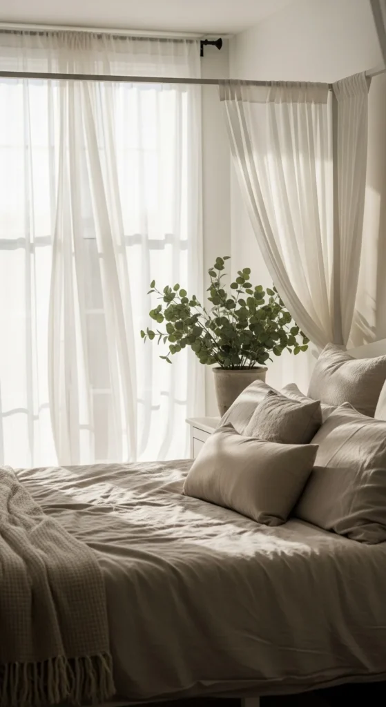 Sheer curtains romantic bedroom