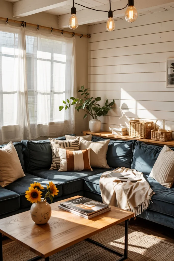 Shiplap wall living room