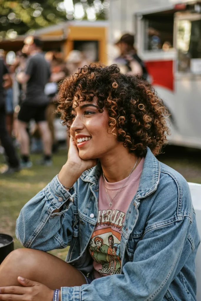 Short crochet curls bob