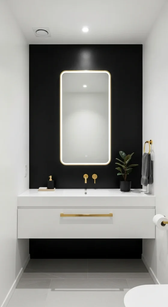 Small black gold bathroom