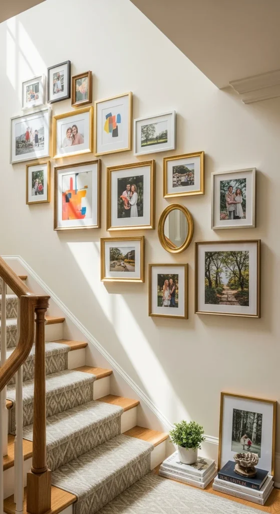 Staircase photo gallery wall