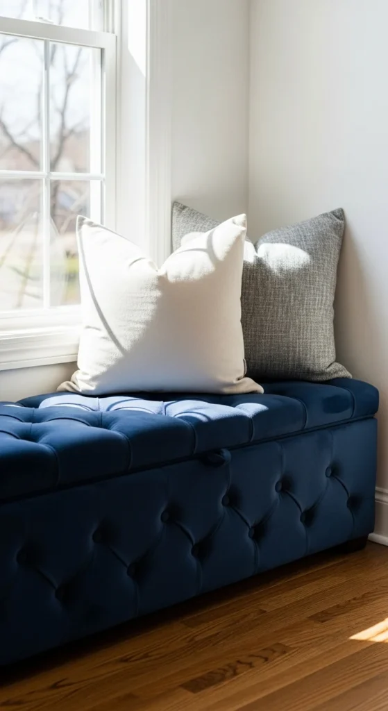 Storage bench seating small living room