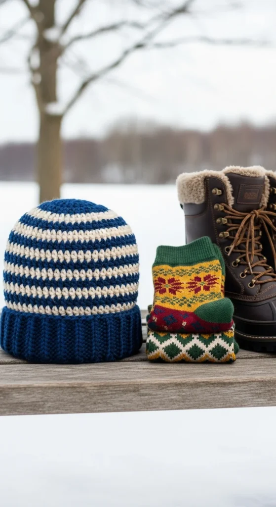 Striped crochet beanie men
