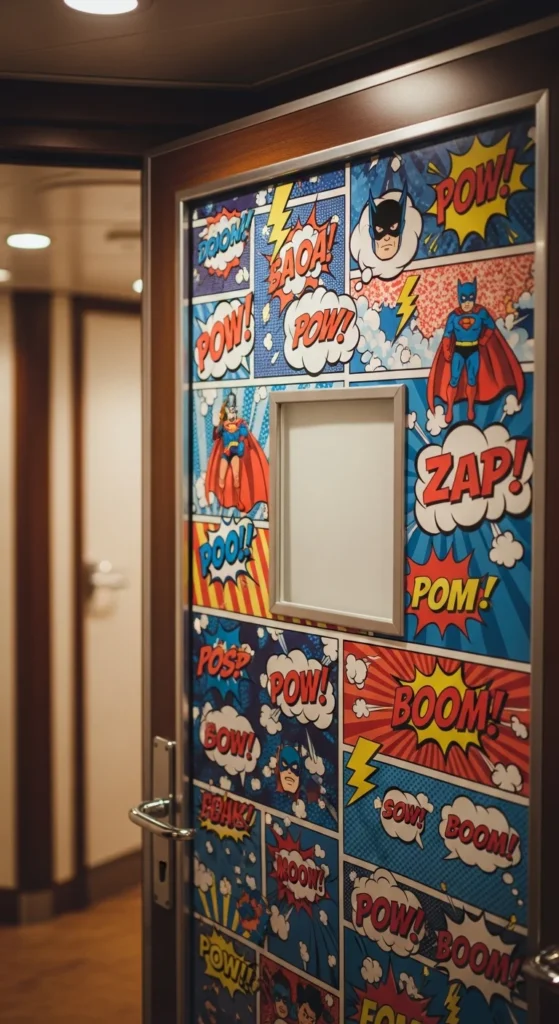 Superhero cruise door decorations