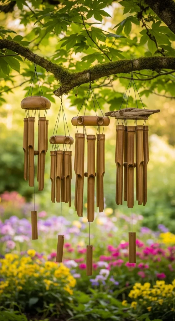 Sympathy wind chimes outdoors