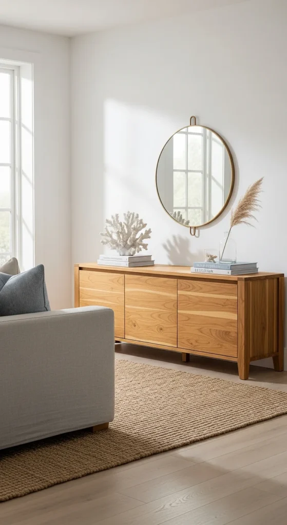 Teak coastal media console