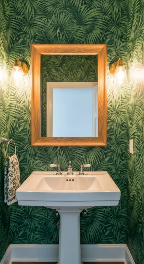 Tropical bathroom wallpaper ideas