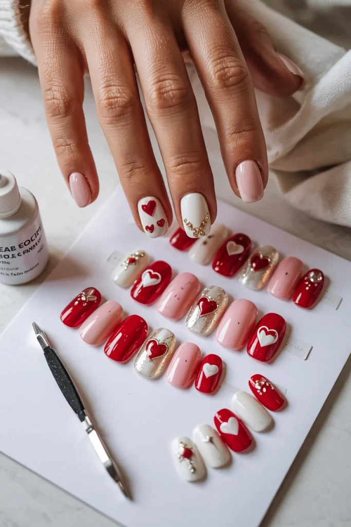 Valentine press-on nails