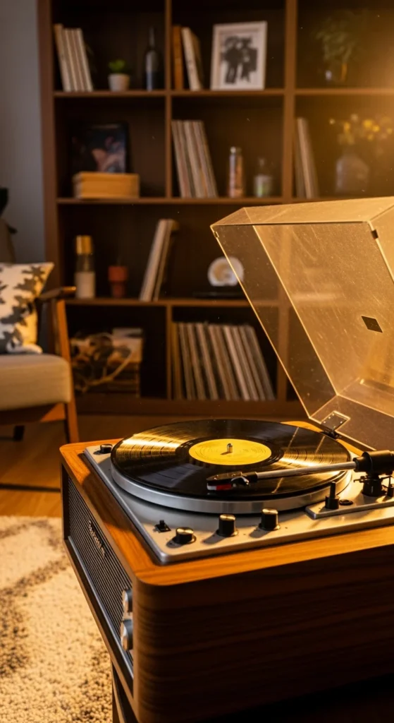 Vintage Record Player with Speakers