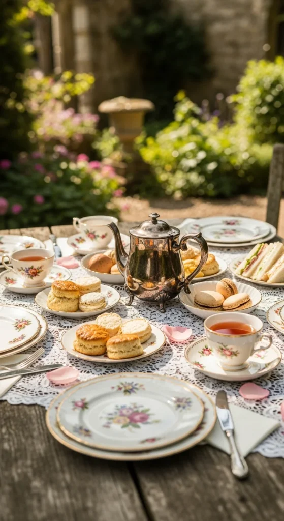 Vintage china bridal shower table