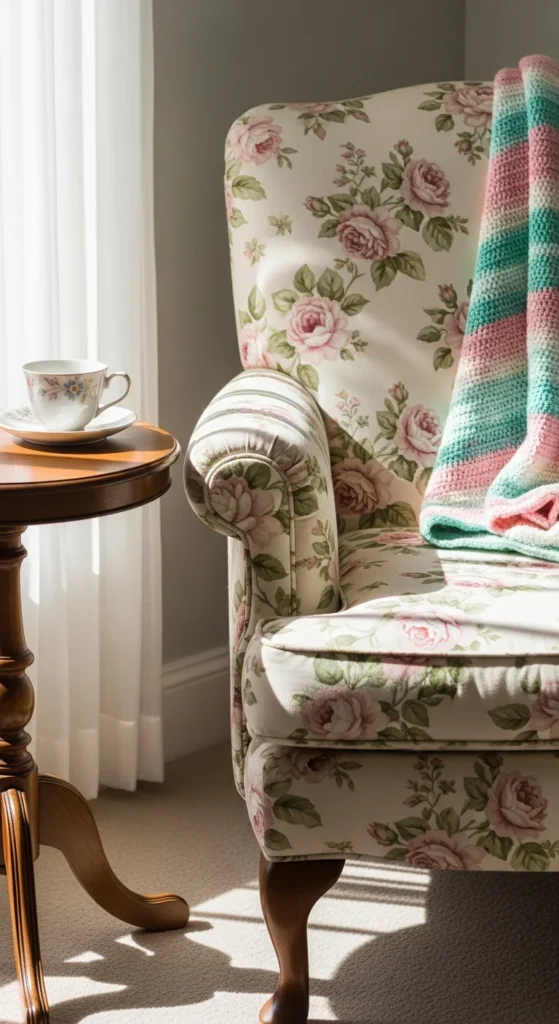 Vintage floral chintz armchair