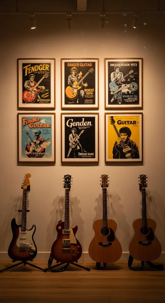 Vintage guitar poster decor