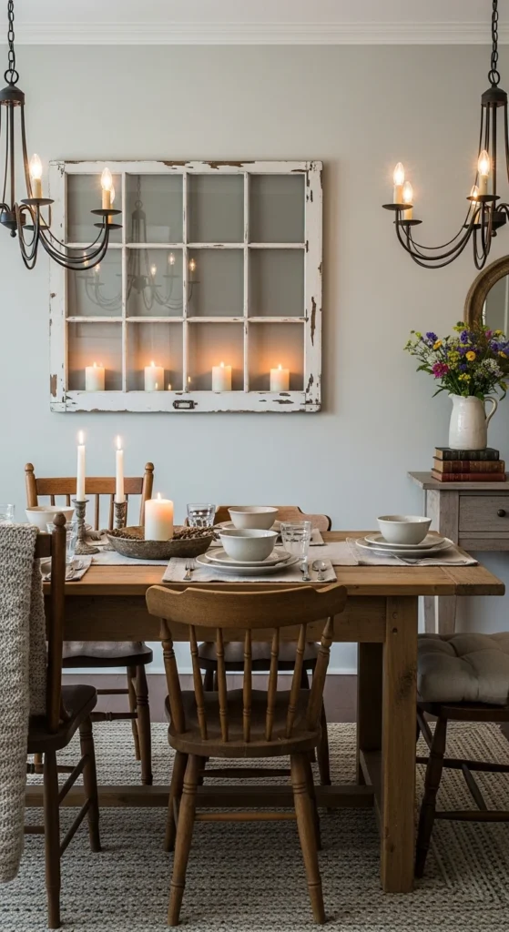 Vintage window frame art