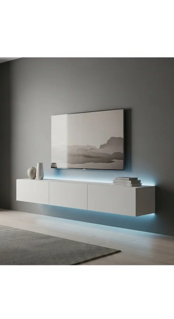 Wall-mounted TV console small living room