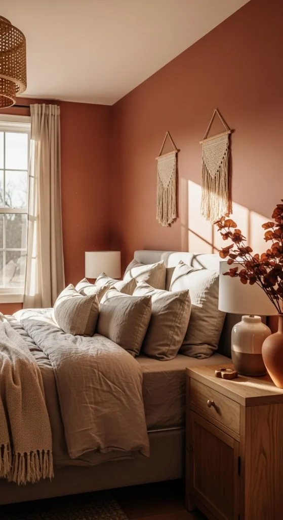 Warm painted bedroom walls