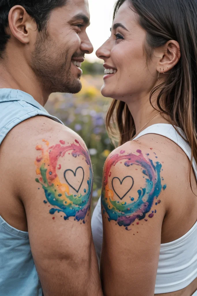 Watercolor couple tattoo designs
