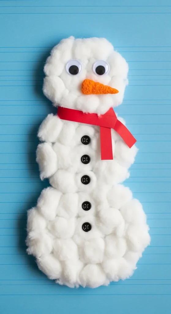 Winter preschool activities cotton ball snowman