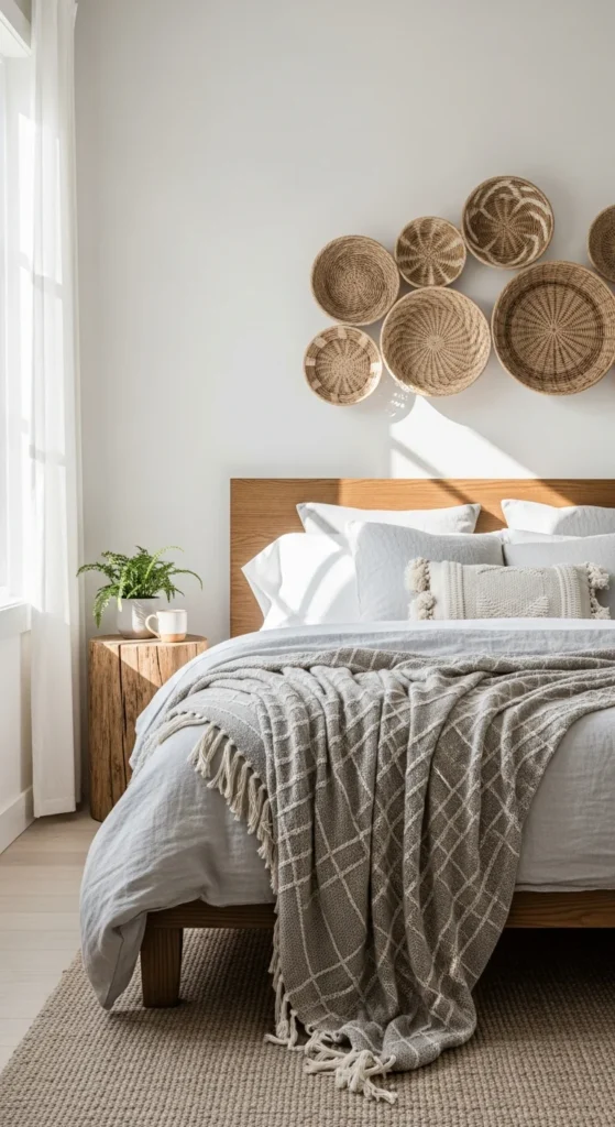 Woven basket wall decor