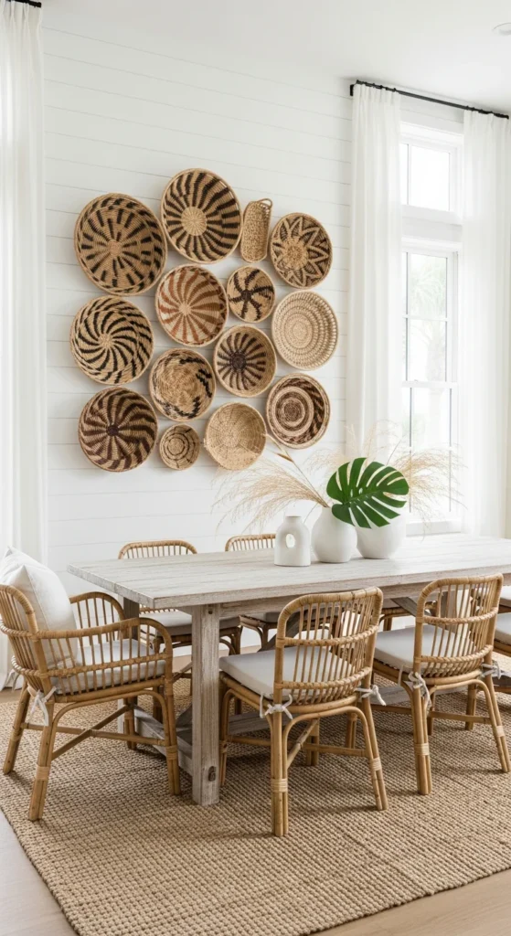 Woven basket wall display