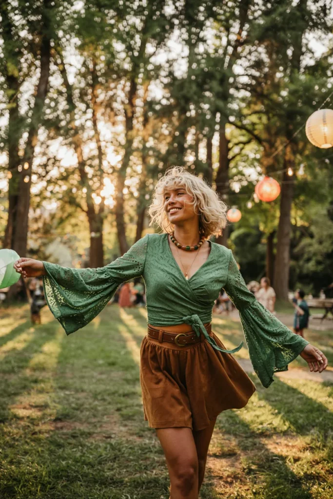 Wrap lace festival top