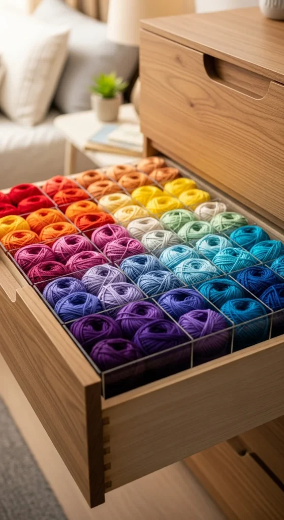 Yarn storage cabinet dividers