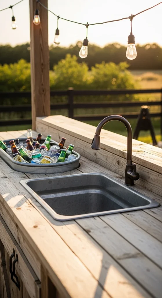 galvanized metal outdoor prep station
